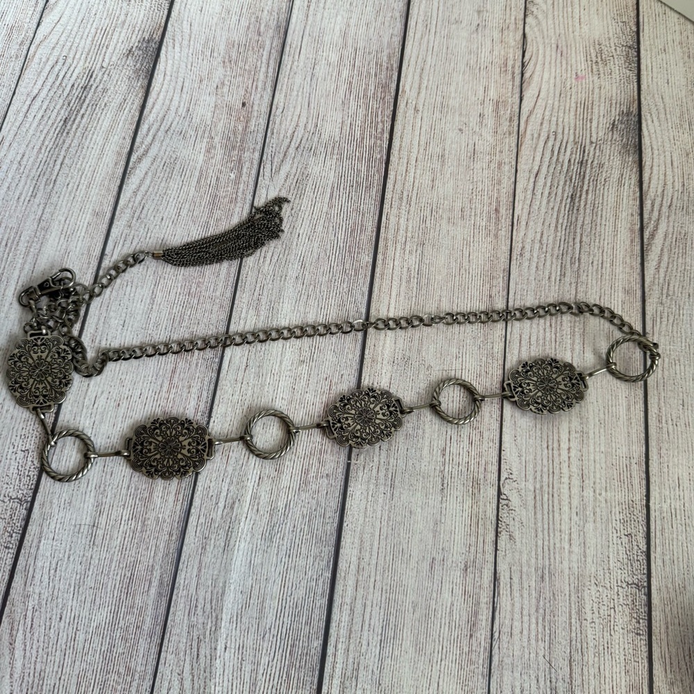 BELT Vintage Carved Metal Chain Large XL
